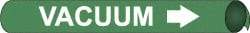 NMC - Pipe Marker with Vacuum Legend and Arrow Graphic - 2-1/2 to 3-1/4" Pipe Outside Diam, White on Green - USA Tool & Supply
