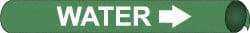 NMC - Pipe Marker with Water Legend and Arrow Graphic - 8 to 10" Pipe Outside Diam, White on Green - USA Tool & Supply