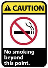 NMC - "Caution - No Smoking Beyond This Point", 14" Long x 10" Wide, Aluminum Safety Sign - Rectangle, 0.04" Thick, Use for Accident Prevention - USA Tool & Supply