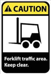 NMC - "Caution - Forklift Traffic Area - Keep Clear", 14" Long x 10" Wide, Aluminum Safety Sign - Rectangle, 0.04" Thick, Use for Accident Prevention - USA Tool & Supply