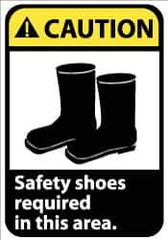 NMC - "Caution - Safety Shoes Required in This Area", 10" Long x 7" Wide, Rigid Plastic Safety Sign - Rectangle, 0.05" Thick, Use for Accident Prevention - USA Tool & Supply