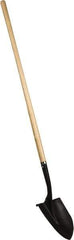 PRO-SOURCE - 11" High x 9-1/2" Wide Round Steel Shovel - 48" Long Wood Straight Handle, Front Turned - USA Tool & Supply