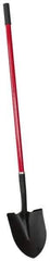 PRO-SOURCE - 11-1/2" High x 8-3/4" Wide Round Steel Shovel - 48" Long Fiberglass Straight Handle, Front Turned - USA Tool & Supply