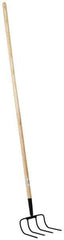 PRO-SOURCE - Refuse Hook with 54" Straight Wood Handle - 7-7/8" Blade Width, 4 Tines, 9" Tine Length - USA Tool & Supply