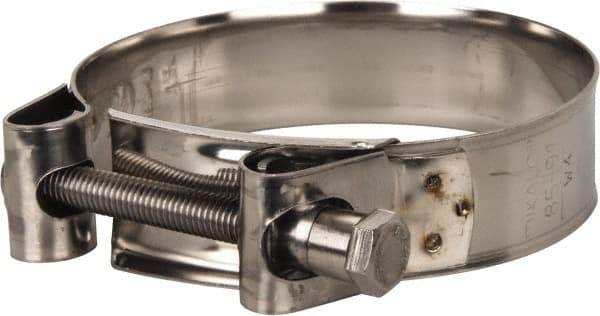 Mikalor - 3-1/2" Hose, 0.98" Wide x 0.04" Thick, T-Bolt Hose Clamp - 3.35 to 3.58" Diam, Stainless Steel - USA Tool & Supply