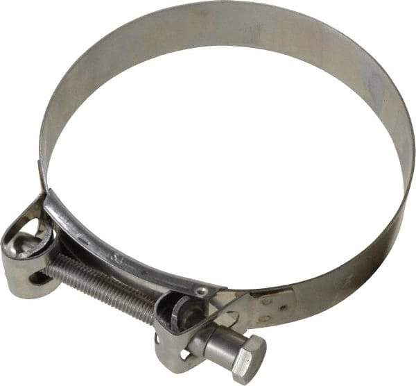 Mikalor - 5-1/4" Hose, 1.1" Wide x 0.051" Thick, T-Bolt Hose Clamp - 5.11 to 5.51" Diam, Stainless Steel - USA Tool & Supply