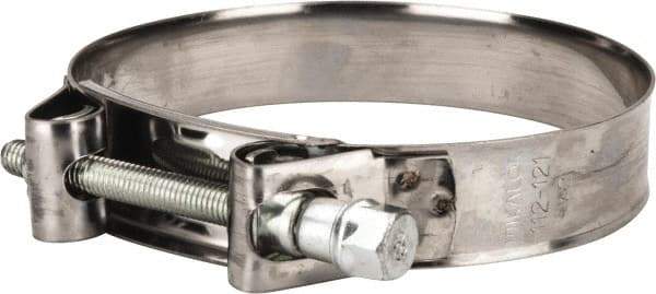 Mikalor - 4-1/2" Hose, 0.98" Wide x 0.04" Thick, T-Bolt Hose Clamp - 4.41 to 4.76" Diam, Stainless Steel Band, Housing & Zinc Plated Screw - USA Tool & Supply