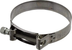 Mikalor - 5" Hose, 0.98" Wide x 0.04" Thick, T-Bolt Hose Clamp - 4.76 to 5.11" Diam, Stainless Steel Band, Housing & Zinc Plated Screw - USA Tool & Supply