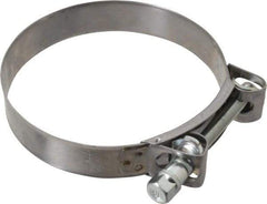 Mikalor - 5-1/4" Hose, 1.1" Wide x 0.051" Thick, T-Bolt Hose Clamp - 5.11 to 5.51" Diam, Stainless Steel Band, Housing & Zinc Plated Screw - USA Tool & Supply