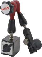 SPI - 175 Lb Magnetic Force, Fine Adjustment Indicator Positioner & Holder with Base - Post & Arm, Round Base, 6-1/2" Base Diam - USA Tool & Supply