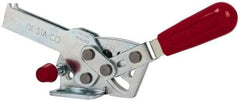 De-Sta-Co - 560 Lb Holding Capacity, Horizontal Handle, Manual Hold Down Toggle Clamp - 69° Handle Movement, 73° Bar Opening, U-Bar, Flanged Base, Electro-Plated Zinc, Carbon Steel - USA Tool & Supply