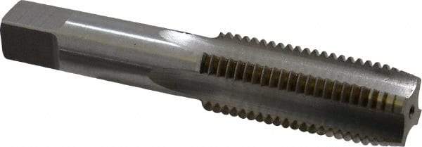 Interstate - M22x2.50 Metric Coarse 4 Flute Bright Finish High Speed Steel Straight Flute Standard Hand Tap - Plug, Right Hand Thread, 4-11/16" OAL, 2-7/32" Thread Length, D6 Limit, Oversize - Exact Industrial Supply