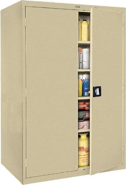 Sandusky Lee - 5 Shelf Locking Storage Cabinet - Steel, 46" Wide x 24" Deep x 78" High, Tan - USA Tool & Supply