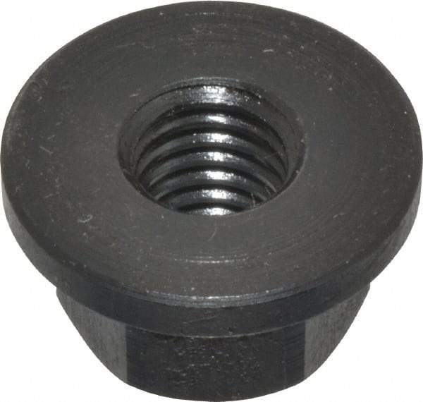 Gibraltar - M8x1.25, 19mm Flange Diam, 10mm High, 13mm Across Flats, Flange Nut - Grade 12L14 Steel, Black Oxide Finish, 2.5" Flange Height, TCMAI - USA Tool & Supply