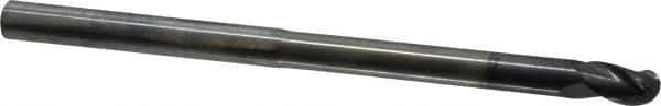 ProMax - 3/8" Diam, 1/2" LOC, 3 Flute Solid Carbide Ball End Mill - AlTiN Finish, Single End, 6" OAL, 3/8" Shank Diam, Spiral Flute - USA Tool & Supply