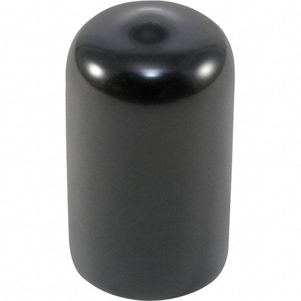 Caplugs - Round Head Cap - 0.62" OD, 1" Long, Vinyl, Black - USA Tool & Supply