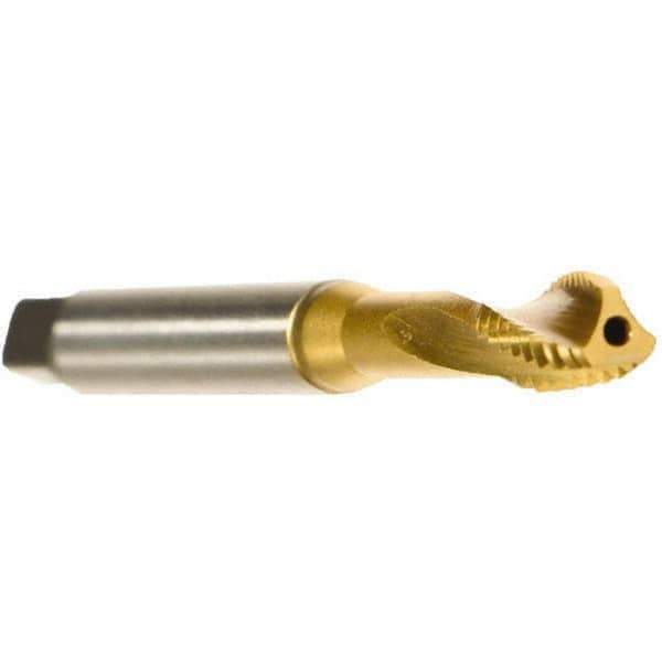 Emuge - 5/16-24 UNF 3 Flute 2BX Modified Bottoming Spiral Flute Tap - Cobalt, TiN Finish, 3.543" OAL, Right Hand Flute, Right Hand Thread, Series Rekord D - Exact Industrial Supply