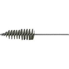 Brush Research Mfg. - 1-5/8" Diam Helical Stainless Steel Tube Brush - Single Spiral, 0.006" Filament Diam, 4-3/4" Brush Length, 10-1/2" OAL, 0.245" Diam Plastic Handle Shank - USA Tool & Supply