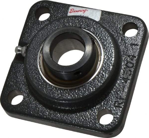 Browning - 1" ID, 3-3/4" OAL x 3-3/4" OAH 4-Bolt Flange - 1,651 Lb Static Cap, 2,801 Lb Dyn Cap, 2-3/4" Btw Mnt Hole Ctrs, Cast Iron - USA Tool & Supply