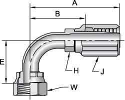 Parker - 9/16-18 SAE Steel Hydraulic Hose Female Seal-Lok Swivel 90° Elbow & Short Drop - 6,000 psi, -4 Hose Size, 1/4" Hose Diam - USA Tool & Supply