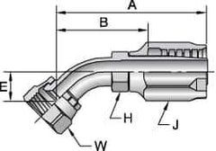 Parker - 1-1/16-12 Female JIC Steel Hydraulic Hose Female JIC Swivel & 45° Elbow & Short Drop - 5,000 psi, -12 Hose Size, 3/4" Hose Diam - USA Tool & Supply