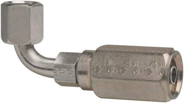 Parker - 9/16-18 Female JIC Steel Hydraulic Hose Female JIC Swivel & 90° Elbow & Short Drop - 5,000 psi, -6 Hose Size, 3/8" Hose Diam - USA Tool & Supply