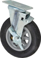 Shepherd - 6" Diam x 1-1/4" Wide, Phenolic Swivel with Brake Caster - 150 Lb Capacity, Top Plate Mount, 2-5/8" x 3-3/4" Plate, Ball Bearing - USA Tool & Supply