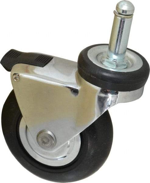 Shepherd - 3" Diam x 15/16" Wide x 3-7/8" OAH Stem Mount Swivel Caster with Brake - Neoprene, 110 Lb Capacity, Precision Ball Bearing, 7/16 x 1-7/16" Friction Stem - USA Tool & Supply