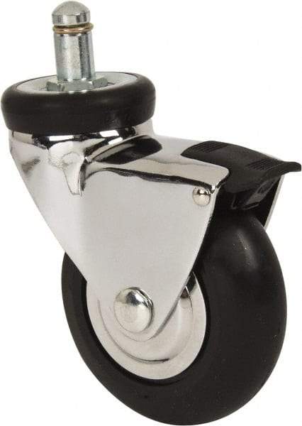Shepherd - 3" Diam x 15/16" Wide x 3-7/8" OAH Stem Mount Swivel Caster with Brake - Neoprene, 110 Lb Capacity, Precision Ball Bearing, 7/16 x 7/8" Friction Stem - USA Tool & Supply