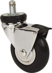 Shepherd - 3" Diam x 15/16" Wide x 3-7/8" OAH Stem Mount Swivel Caster with Brake - Neoprene, 110 Lb Capacity, Precision Ball Bearing, 7/16 x 7/8" Friction Stem - USA Tool & Supply