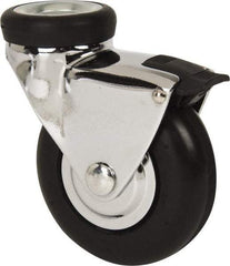 Shepherd - 3" Diam x 15/16" Wide x 3-7/8" OAH Hollow Kingpin Mount Swivel Caster with Brake - Neoprene, 110 Lb Capacity, Precision Ball Bearing, 7/16 x 1/2" Hollow Kingpin Stem - USA Tool & Supply