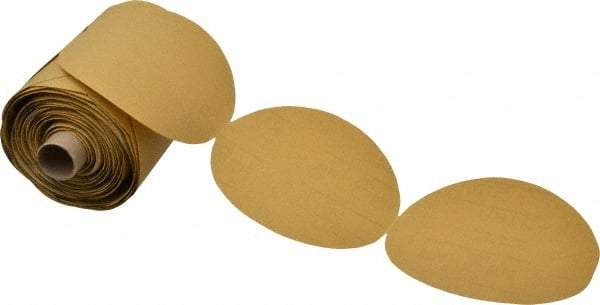 3M - 5" Diam, 120 Grit Aluminum Oxide Adhesive PSA Disc - Very Fine Grade, Gold, A Weighted Backing, Flexible, Use with Random Orbital Sanders - USA Tool & Supply