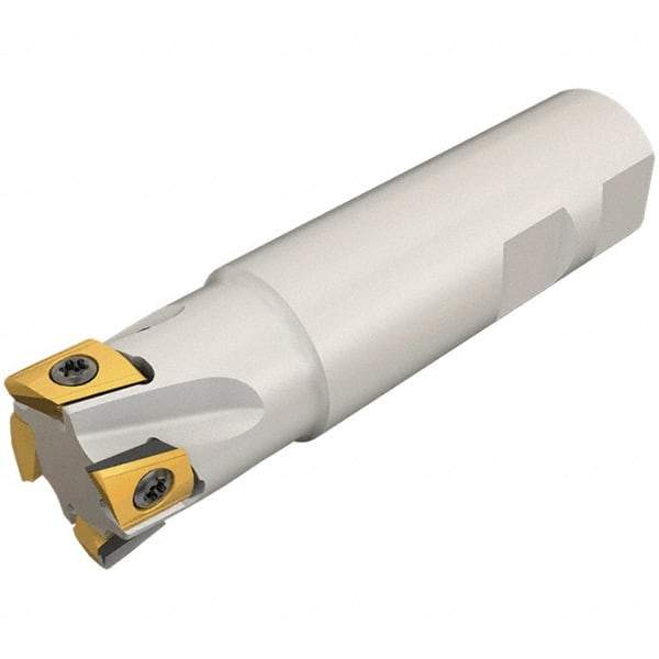 Iscar - 3/4" Cut Diam, 0.394" Max Depth of Cut, 3/4" Shank Diam, 3-1/2" OAL, Indexable Square Shoulder End Mill - T290 LN.T 1004 Inserts, Weldon Shank, 90° Lead Angle, Through Coolant, Series SumoMill - USA Tool & Supply