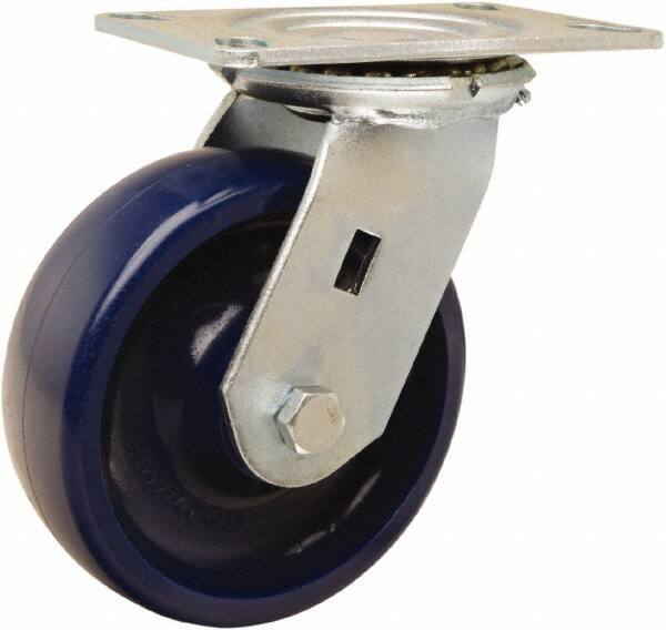 Hamilton - 6" Diam x 2" Wide x 7-1/2" OAH Top Plate Mount Swivel Caster - Polyurethane, 1,100 Lb Capacity, Sealed Precision Ball Bearing, 4-1/2 x 6-1/4" Plate - USA Tool & Supply