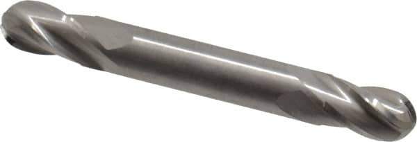 Hertel - 5/16" Diam, 1/2" LOC, 4 Flute Solid Carbide Ball End Mill - Uncoated, Double End, 2-1/2" OAL, 5/16" Shank Diam, Spiral Flute - USA Tool & Supply