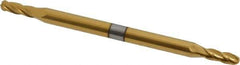 Hertel - 3/32" Diam, 9/32" LOC, 4 Flute Solid Carbide Ball End Mill - TiN Finish, Double End, 2" OAL, 1/8" Shank Diam - USA Tool & Supply