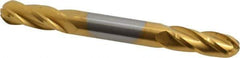 Hertel - 5/16" Diam, 3/4" LOC, 4 Flute Solid Carbide Ball End Mill - TiN Finish, Double End, 3" OAL, 5/16" Shank Diam - USA Tool & Supply