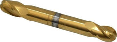 Hertel - 5/16" Diam, 1/2" LOC, 4 Flute Solid Carbide Ball End Mill - TiN Finish, Double End, 2-1/2" OAL, 5/16" Shank Diam - USA Tool & Supply
