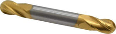 Hertel - 3/8" Diam, 1/2" LOC, 4 Flute Solid Carbide Ball End Mill - TiN Finish, Double End, 3" OAL, 3/8" Shank Diam - USA Tool & Supply
