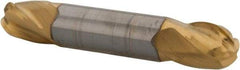 Hertel - 1/2" Diam, 5/8" LOC, 4 Flute Solid Carbide Ball End Mill - TiN Finish, Double End, 3" OAL, 1/2" Shank Diam - USA Tool & Supply