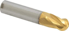 Hertel - 3/8" Diam, 5/8" LOC, 4 Flute Solid Carbide Ball End Mill - TiN Finish, Single End, 2" OAL, 3/8" Shank Diam - USA Tool & Supply