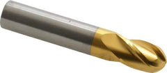 Hertel - 7/16" Diam, 5/8" LOC, 4 Flute Solid Carbide Ball End Mill - TiN Finish, Single End, 2-1/2" OAL, 7/16" Shank Diam - USA Tool & Supply