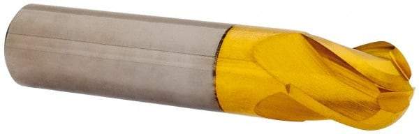 Hertel - 5/8" Diam, 3/4" LOC, 4 Flute Solid Carbide Ball End Mill - TiN Finish, Single End, 3" OAL, 5/8" Shank Diam - USA Tool & Supply