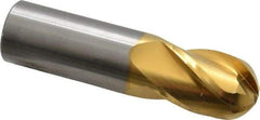 Hertel - 3/4" Diam, 1" LOC, 4 Flute Solid Carbide Ball End Mill - TiN Finish, Single End, 3" OAL, 3/4" Shank Diam - USA Tool & Supply