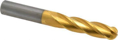 Hertel - 1/2" Diam, 2" LOC, 4 Flute Solid Carbide Ball End Mill - TiN Finish, Single End, 4" OAL, 1/2" Shank Diam - USA Tool & Supply