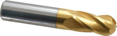 Hertel - 5/8" Diam, 1-1/4" LOC, 4 Flute Solid Carbide Ball End Mill - TiN Finish, Single End, 3-1/2" OAL, 5/8" Shank Diam - USA Tool & Supply