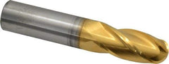 Hertel - 3/4" Diam, 1-1/2" LOC, 4 Flute Solid Carbide Ball End Mill - TiN Finish, Single End, 4" OAL, 3/4" Shank Diam - USA Tool & Supply