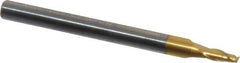 Hertel - 5/64", 3/16" LOC, 1/8" Shank Diam, 1-1/2" OAL, 2 Flute, Solid Carbide Square End Mill - Single End, TiN Finish, Spiral Flute, 30° Helix, Centercutting, Right Hand Cut - USA Tool & Supply