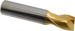 Hertel - 1/2", 5/8" LOC, 1/2" Shank Diam, 2-1/2" OAL, 2 Flute, Solid Carbide Square End Mill - Single End, TiN Finish, Spiral Flute, 30° Helix, Centercutting, Right Hand Cut - USA Tool & Supply
