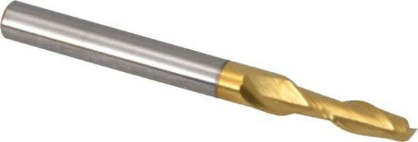 Hertel - 5/32", 9/16" LOC, 3/16" Shank Diam, 2" OAL, 2 Flute, Solid Carbide Square End Mill - Single End, TiN Finish, Spiral Flute, 30° Helix, Centercutting, Right Hand Cut - USA Tool & Supply